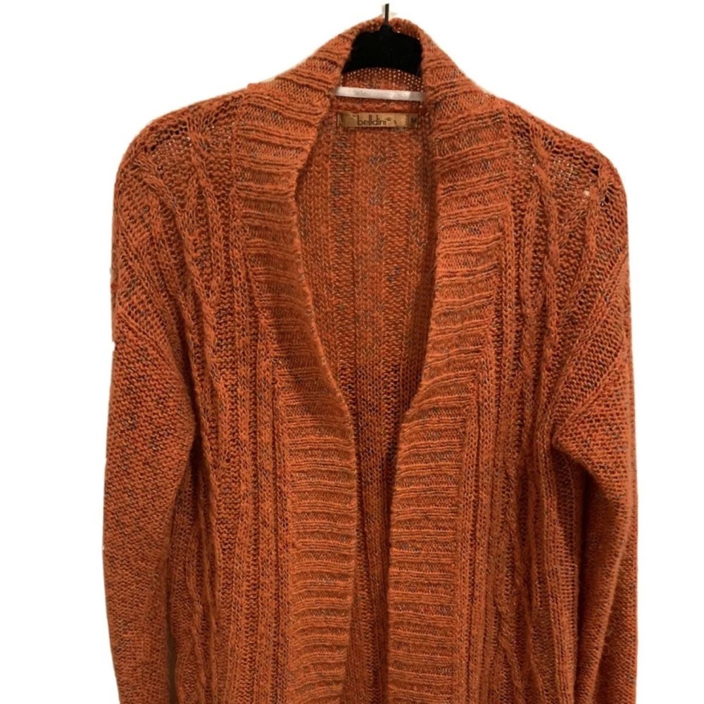 Woven Orange Longsleeve Cardigan Sweater